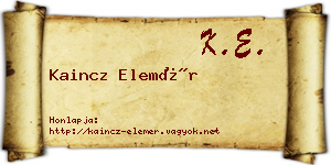 Kaincz Elemér névjegykártya