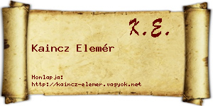 Kaincz Elemér névjegykártya