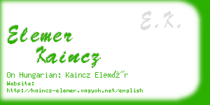 elemer kaincz business card